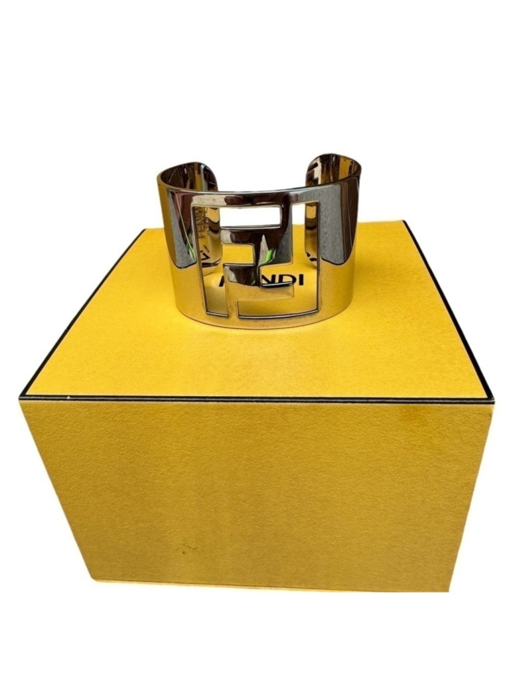 Fendi FF Cut Out Cuff Bracelet Silver Tone - Picture 4 of 13